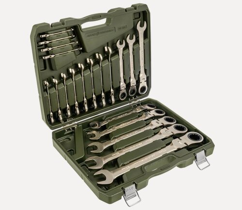 Изображение товара Набор ключей комбинированных трещоточных шарнирных 20 шт, кейс пластик, Дело Техники, 515503