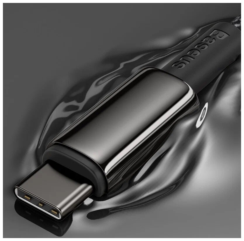 Кабель BASEUS Tungsten Gold Fast Charging Type-C to Type-C 100W 2m Black (CATWJ-A01) — фото 17