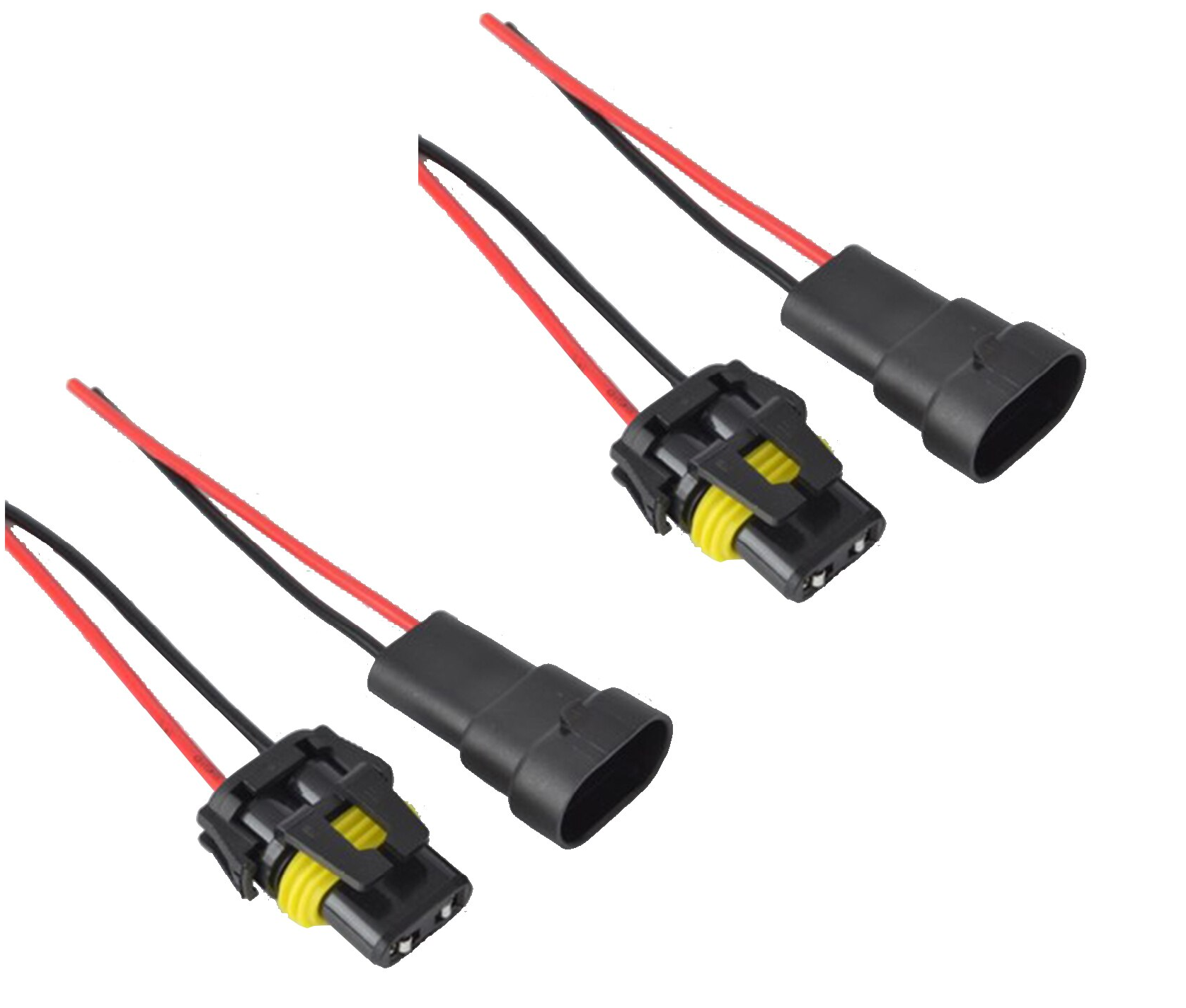 фото 2шт папа / 2шт мама Авто штекер Верхний зажим разъём коннектор пластиковый влагозащищенный, штекер с верхней защелкой с многожильными проводами 13см