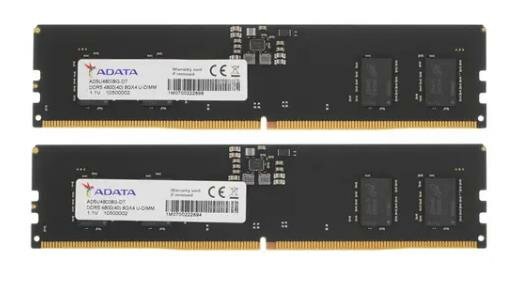 Оперативная память для компьютера 16Gb (2x8Gb) PC5-38400 4800MHz DDR5 DIMM CL40 ADATA AD5U48008G-DT AD5U48008G-DT