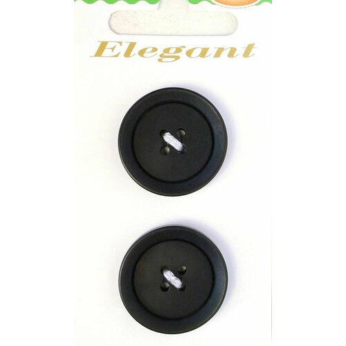 Пуговицы ELEGANT, 25 мм, пластиковые, круглые, черные, 2 шт, 1 упаковка