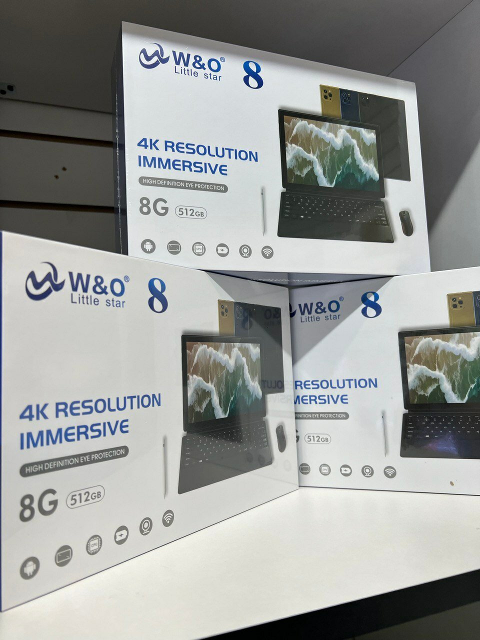 Планшет W&O 8 4K Resolution Immersive / Планшет с клавиатурой, чехлом-книжкой, стилусом и беспроводной мышкой / Синий