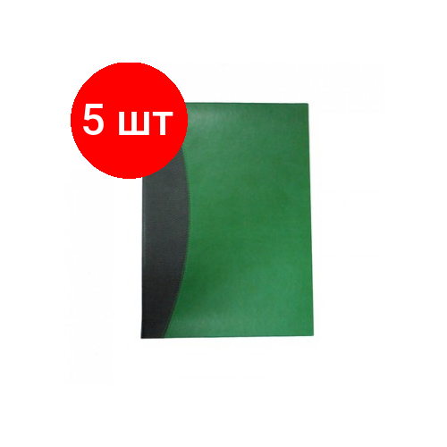 Комплект 5 штук, Папка адресная со сшивкой, квинель/рептилия, зеленая, А4