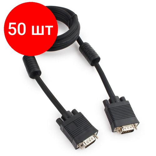 Комплект 50 штук, Кабель VGA - VGA, М/М, 1.8 м, фер, экр, Cablexpert, чер, CC-PPVGA-6B