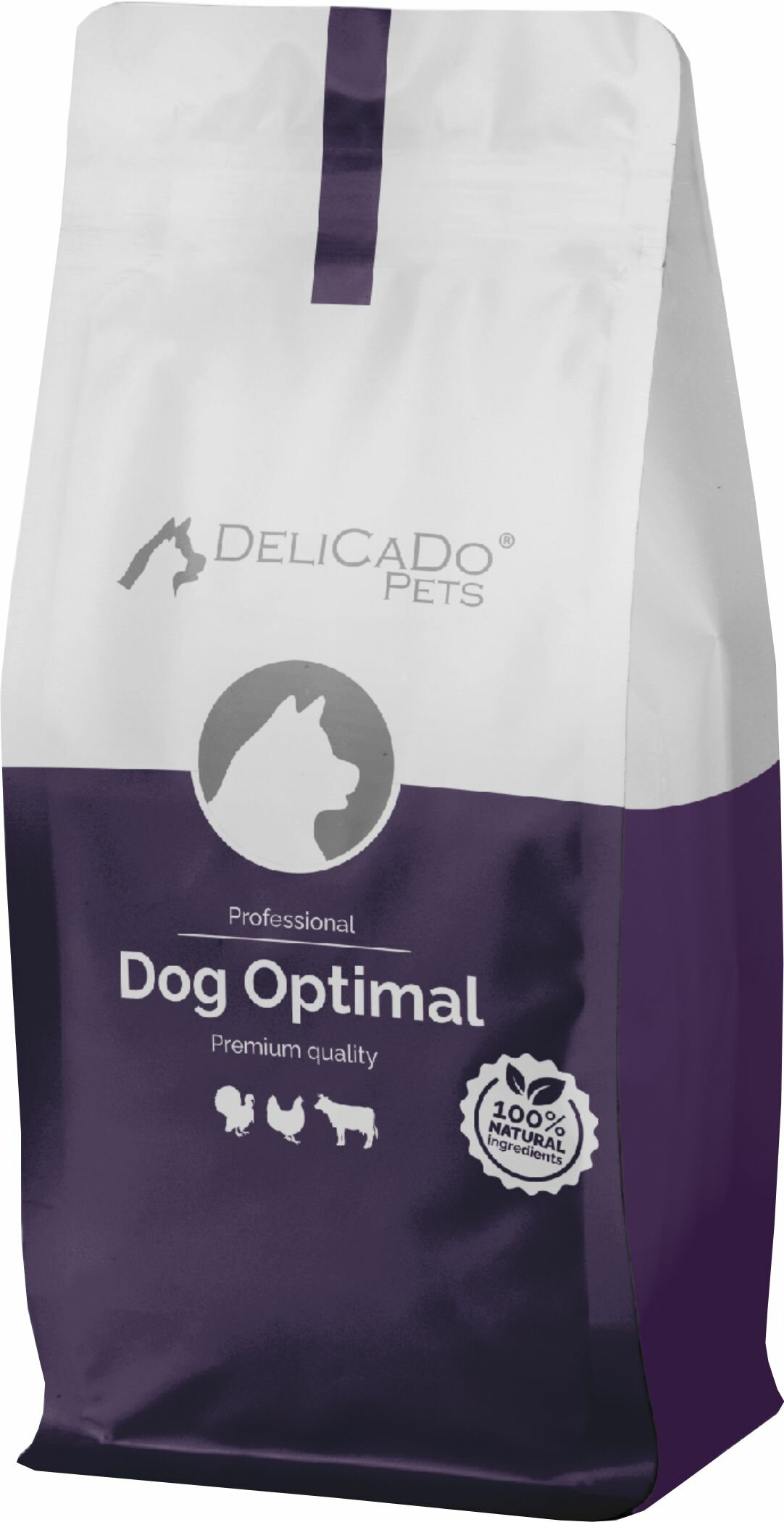 Сухой корм DELICADO Dog OPTIMAL для собак всех пород с говядиной, индейкой и курицей, 15 кг