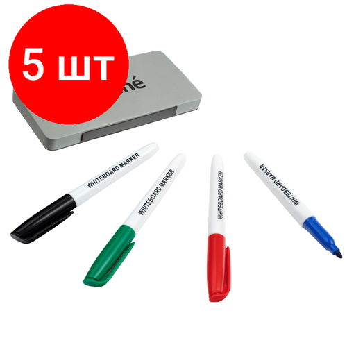 Комплект 5 наб, Набор принадлежностей для магнитно-маркерных досок Attache(губка,4 маркера)
