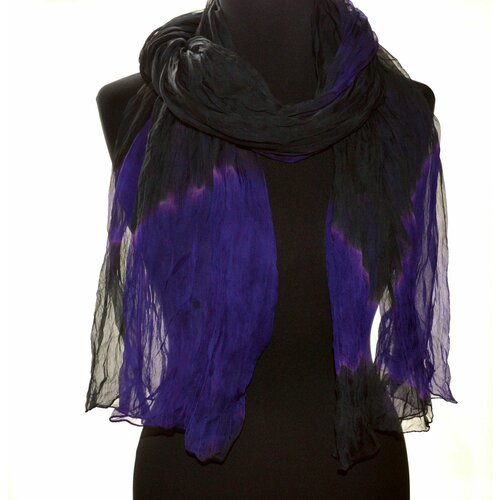 Шарф ,190х90 см, универсальный, фиолетовый, черный шарф 190х90 см универсальный бежевый