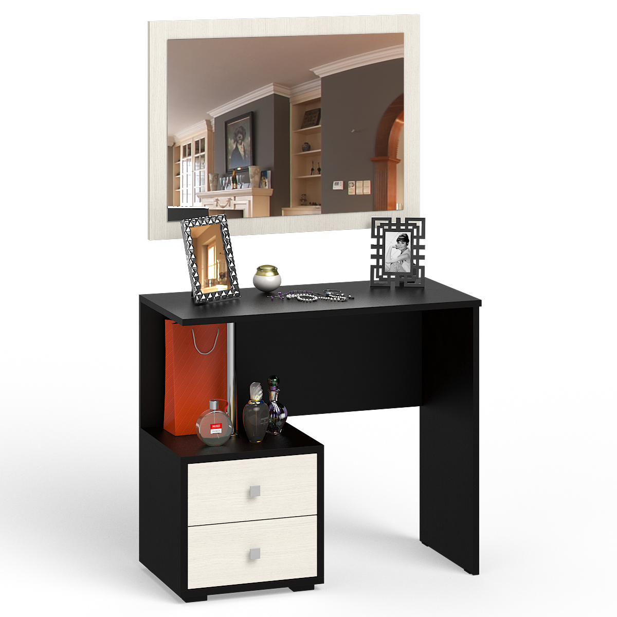 фото Стол косметический СВК Камелия + Зеркало Венге/Дуб Лоредо
