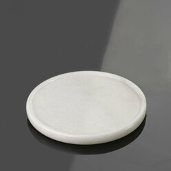 Органайзер для косметики ватных дисков и палочек для хранения в ванную комнату / Мраморный поднос, светло-бежевый мрамор Crystal White, 20 см