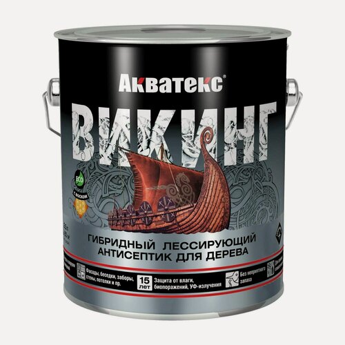 Изображение товара Гибридный лессирующий антисептик для дерева акватекс викинг (сосна / 2.5л.)