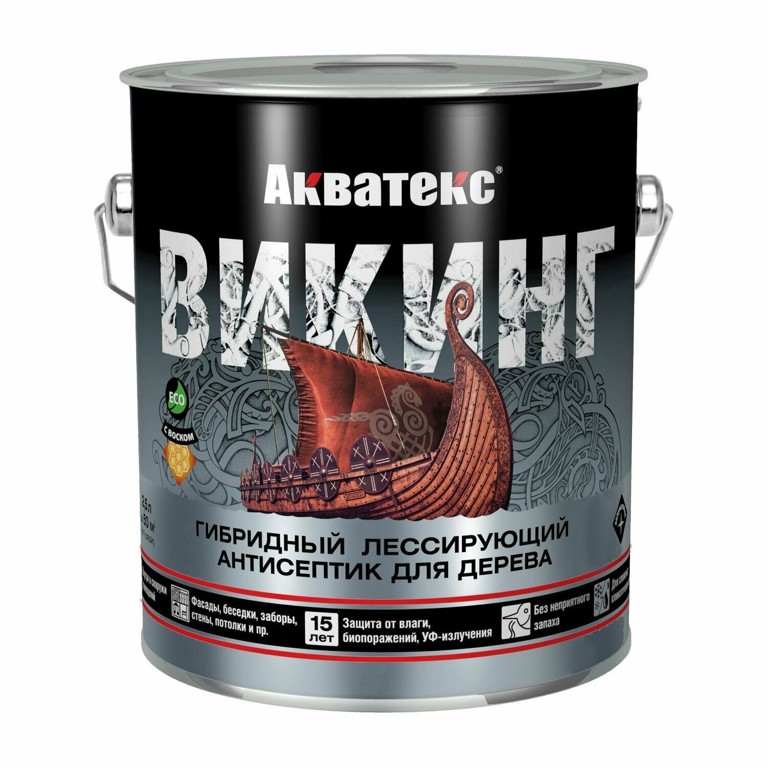 Гибридный лессирующий антисептик для дерева акватекс викинг (тик / 2.5л.)