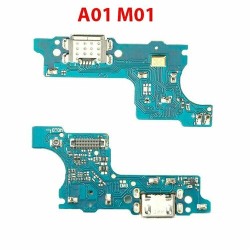 Плата (шлейф) зарядки, нижняя плата для Samsung A01 SM-A015F, M01 SM-M-015F на системный разъем, микрофон