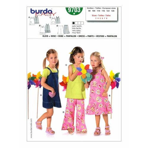 Выкройка Burda 9703 Сарафанчик, брючки выкройка burda 9772 брючки сарафан