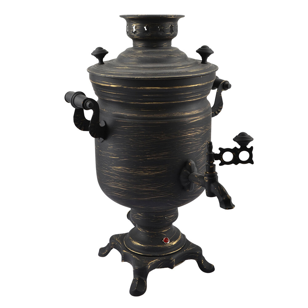 фото Самовар электрический 3 литра с автоотключением формы «Банка» золотые нити, категория «Эксклюзив»