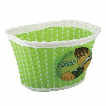 Корзина велосипедная детская 24х16,5х15,5см пластмассовая универсальное крепление на руль 2-мя ремешками, зеленая