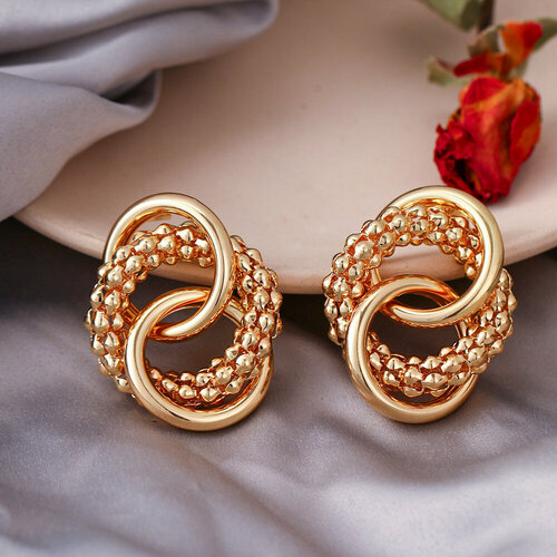 Серьги пусеты FLORANSE, размер 40 мм, золотистый