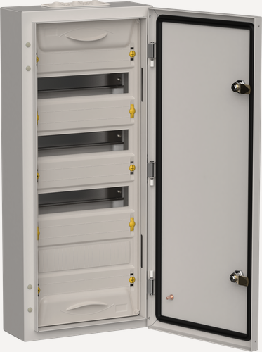 Изображение товара Щит распределительный IEK Titan 5 ЩРн-48, 4 ряда, 48 модулей, 710x310x140мм, IP54, металл, серый