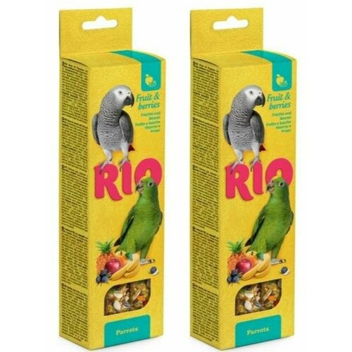 RIO Лакомство для попугаев Палочки с фруктами и ягодами, 2 х 90 г, 2 уп лакомство для попугаев с фруктами и ягодами rio 180 г