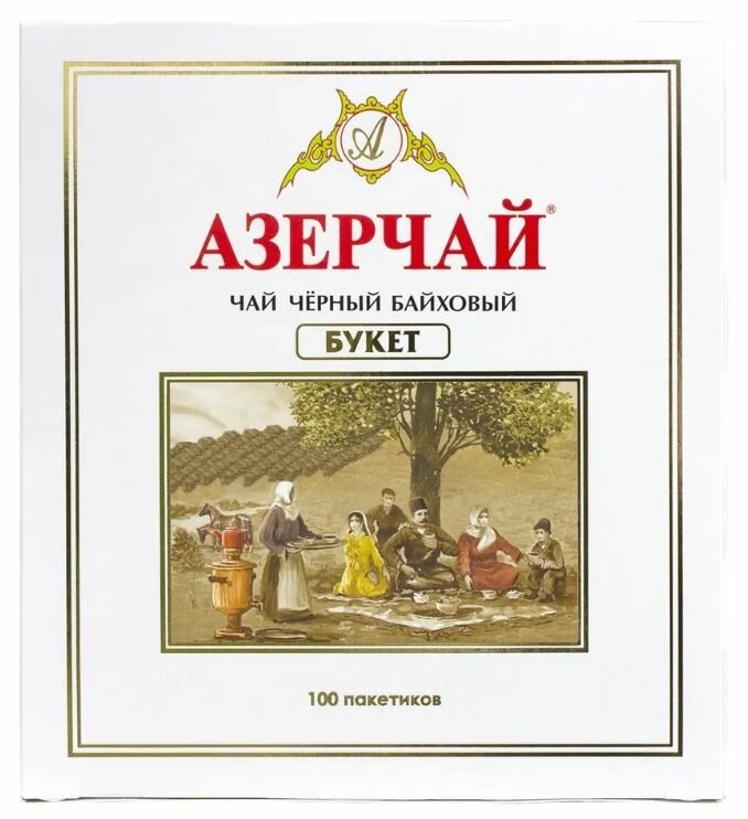Азерчай Чай черный байховый Букет, 100 пакетиков, 200 г