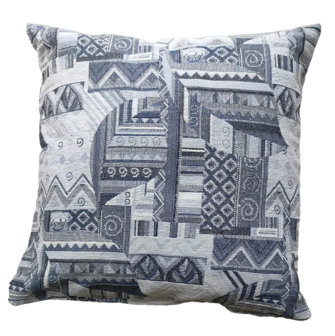 Подушка декоративная из гобелена 40х40см пэчворк серый