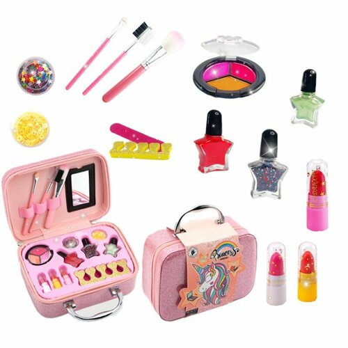 Набор детской косметики в чемоданчике, 15 предметов, Большая косметичка, декоративная косметика для девочек детская косметика в чемоданчике набор для маникюра