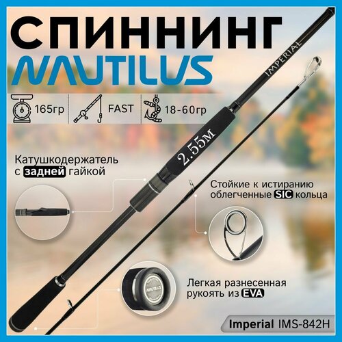Спиннинг Nautilus IMPERIAL IMS-842H 2.55м 18-60гр спиннинг для рыбалки nautilus imperial ims 842m 7 28гр 254см