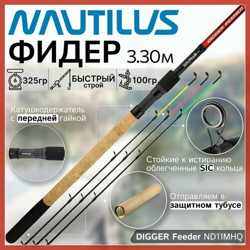 фидер brain classic feeder bcf 300mh 3 00м до 100гр Фидер Nautilus DIGGER Feeder ND11MHQ (3.30м до 100гр)