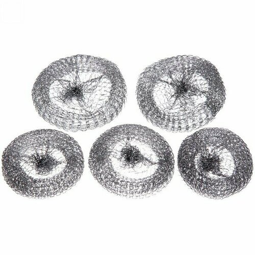 Губка металлическая для посуды 10 гр 5 шт в сетке 165₽