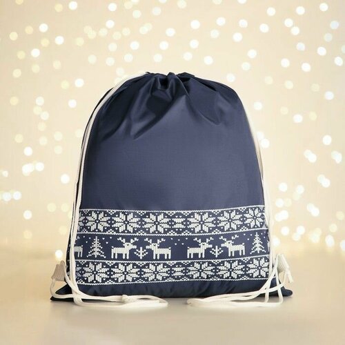 Мешок-рюкзак новогодний на шнурке, цвет синий
