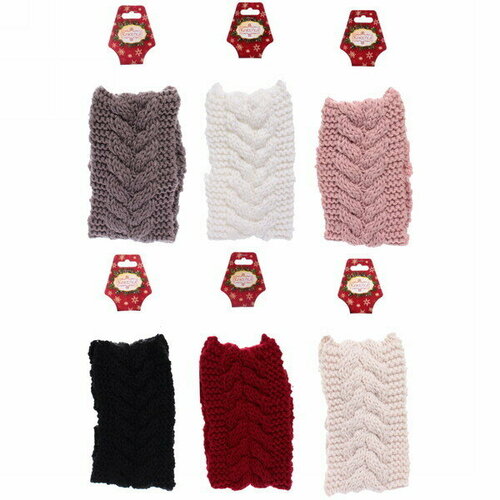 Повязка на голову теплая «Winter city - Коса, микс 6 цветов, 10*20см (Подвес Кокетка - Зима)