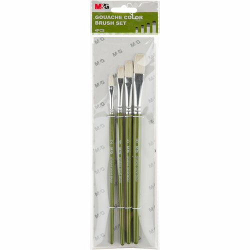 Кисть для гуаши M&G, дерево, алюминий, нейлон+шерсть, 4 шт. в наборе 1785614 ABH97891