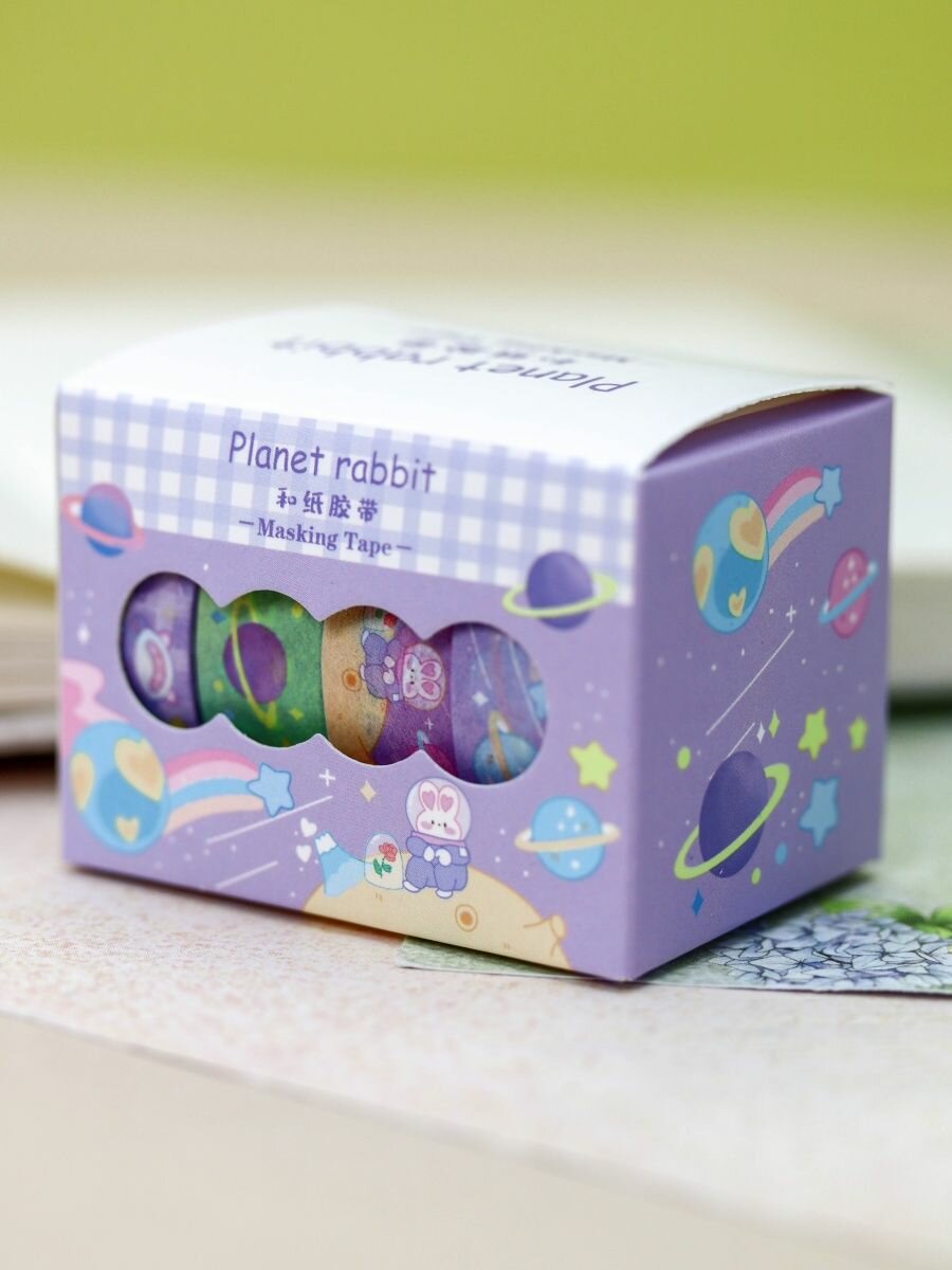 Набор декоративных бумажных скотчей Planet rabbit purple