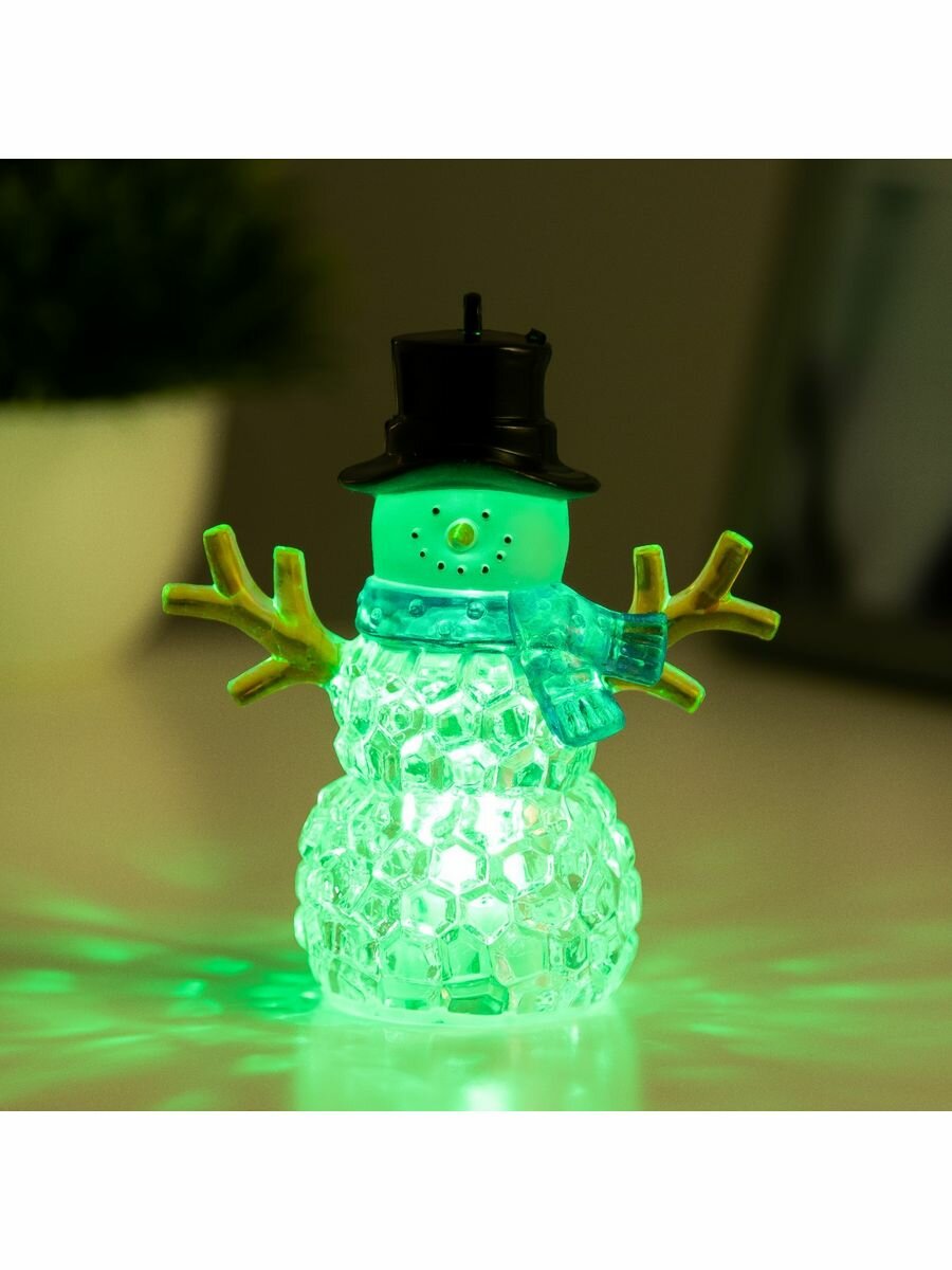 Ночник "Снеговичок" LED 1Вт RGB 3хLR44 прозрачный 8х8х10см - фотография № 8