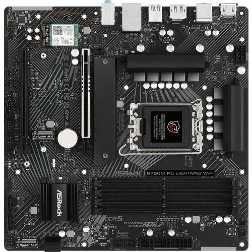 Asrock Материнская плата Asrock B760M PG LIGHTNING WIFI Soc-1700 Intel B760 4xDDR5 mATX AC97 8ch71 25Gg RAIDHDMIDP 2056400₽