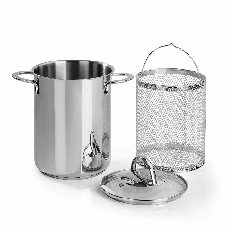 фото Кастрюля с крышкой Speciale + корзина для приготовления спаржи 4,2 л, нержавеющая сталь, Barazzoni, Италия, 487051016