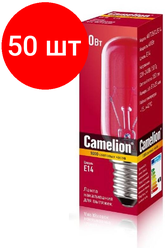 Комплект 50 штук, Лампа накаливания Camelion MIC 40/T25/CL/E14 40Вт Е14 для вытяжек (12984)