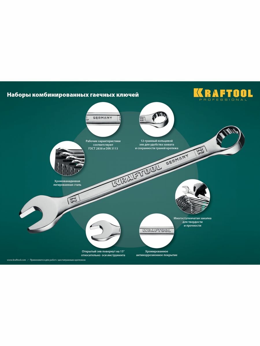 Набор комбинированных гаечных ключей 6 - 32 мм KRAFTOOL - фото №20