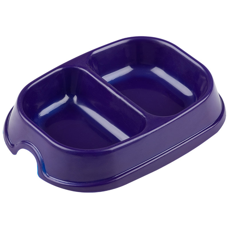 фото Миска двойная для кошек и собак, 2*200 мл, синяя