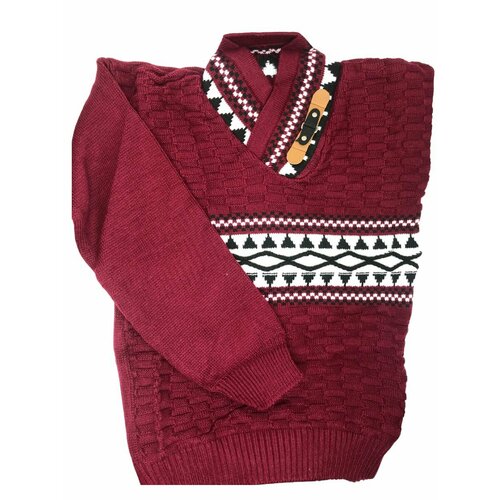 фото Свитер kids club, размер 7-8 лет, горчичный, бордовый