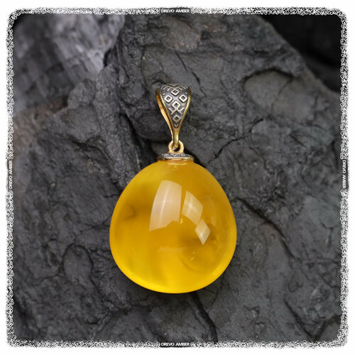 фото Подвеска drevo кулон с натуральным балтийским янтарем 6.79 гр., серебро, 925 проба, золочение, янтарь, размер 2.5 см.