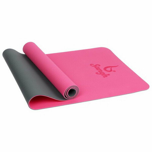 фото Коврик для йоги 183х61х0.6 см, цвет розовый/серый sangh