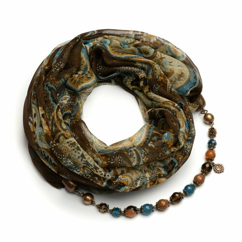 фото Платок foxtrot,80х80 см, коричневый, бирюзовый