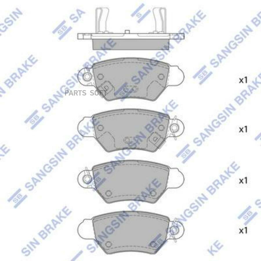 SANGSIN BRAKE SP4095 _коодки дисковые задние!\ Opel Astra 1.2i-2.0Di 98-01/Zafira 1.8i/2.0Di 99-00