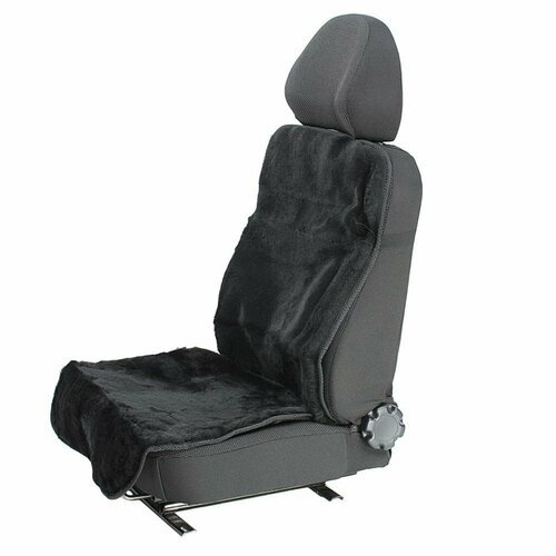 Накидка на сиденье мех натуральный (овчина) черная без подголовника шкура-декор