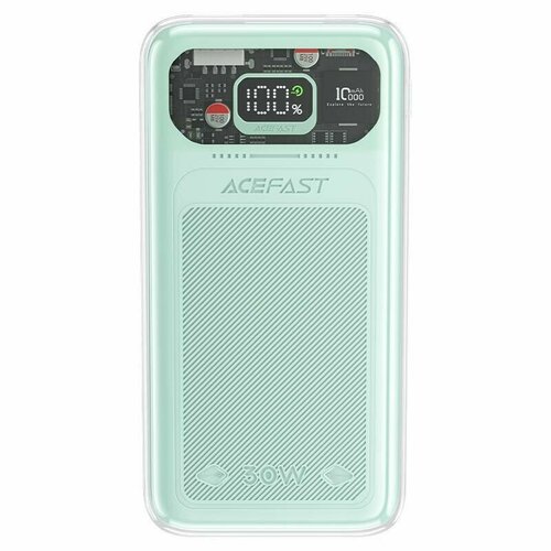 Внешний аккумулятор (повербанк) с быстрой зарядкой 30W на 10.000 mAh - ACEFAST Sparkling series M1, зелёный (Mountain mist)