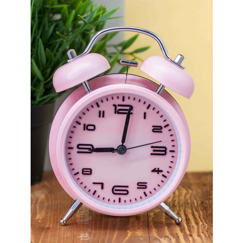 Часы настольные с будильником Numeral black pink розовый