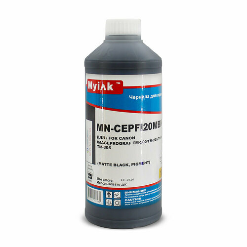 чернила для canon pfi 120mbk tm 200 205 300 305 1л matte black pigment cepfi20mbk myink Чернила для Canon TM-200, TM-205, TM-300, TM-305 (для заправки картриджа PFI-120MBK, PFI-320MBK), пигмент NineStar матовые чёрные Matte Black 1 литр