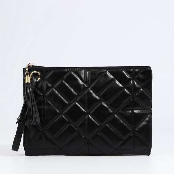 фото Сумка-клатч на молнии, цвет чёрный