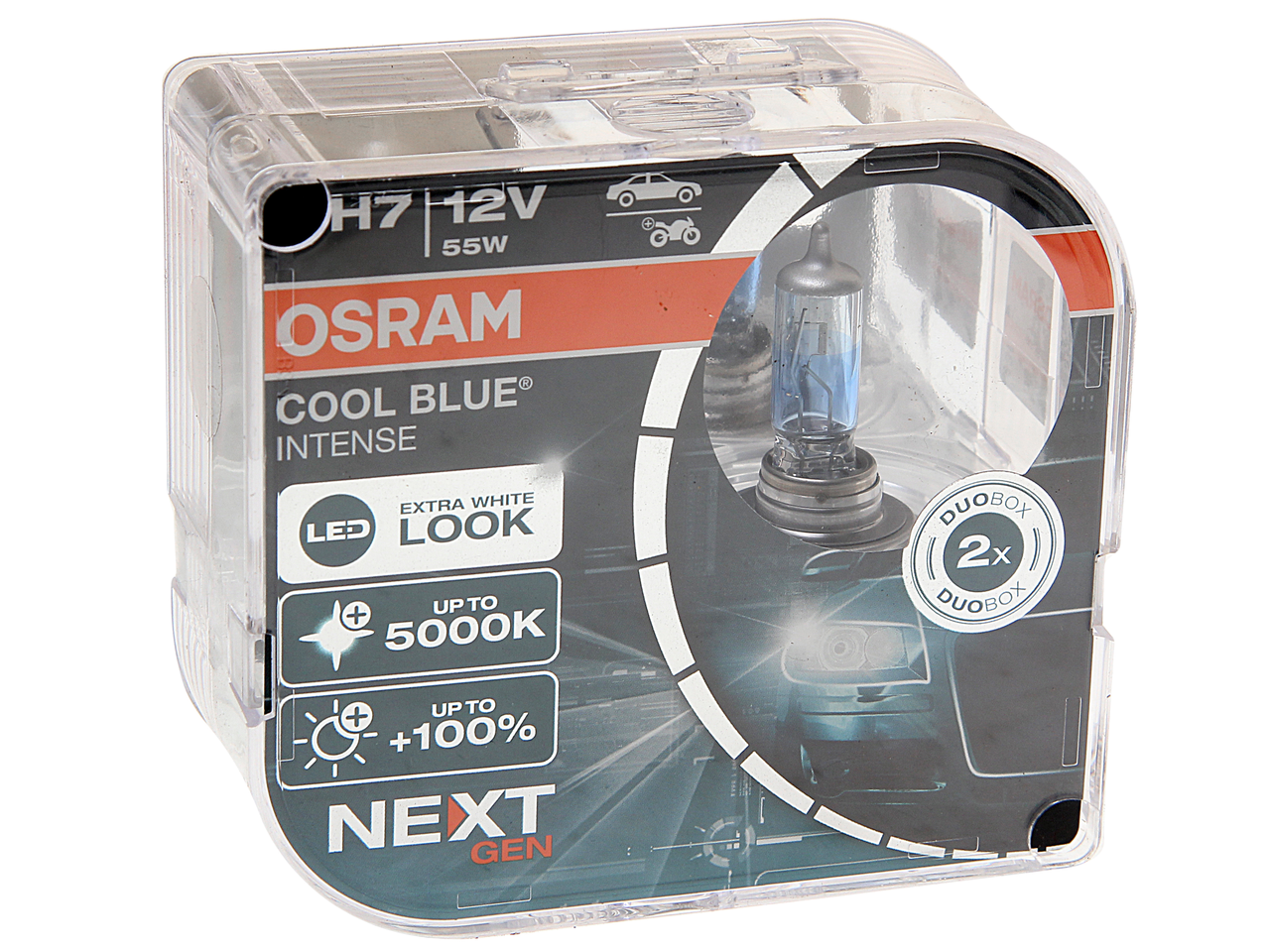 Лампа 12V H7 55W PX26d +100% 5000K евробокс (2шт.) Cool Blue Intense NextGen OSRAM