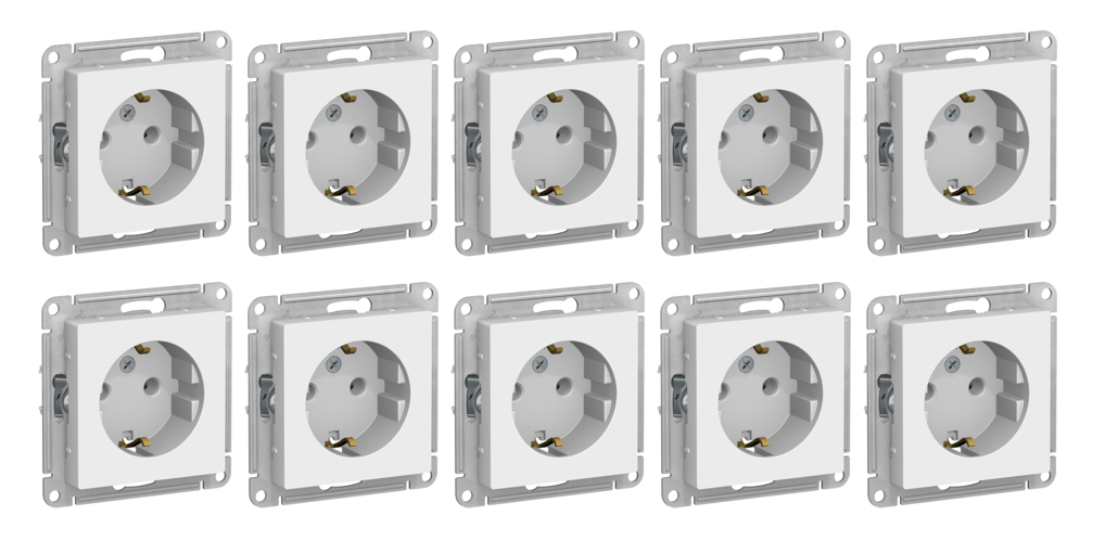 Розетка с заземлением Schneider Electric/Systeme Electric AtlasDesign 16А, механизм, Лотос(белый матовый) ATN001343 (комплект 10 шт.)